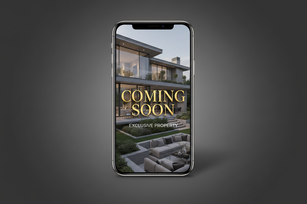 put coming soon over a phone with the background image oriented for vertical 